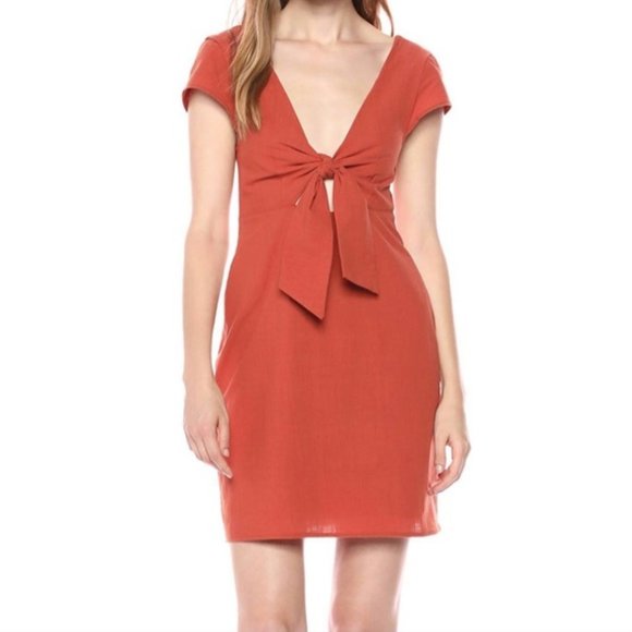 MINKPINK Dresses & Skirts - MINKPINK Orange Tie Front Sweetheart Dress